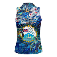 Bay Islands Department Women Sleeveless Polo Shirt Sea Turtle Tropical Pattern - Wonder Print Shop