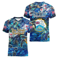 Bay Islands Department Women V-Neck T-Shirt Sea Turtle Tropical Pattern - Wonder Print Shop