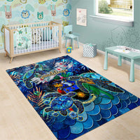 Guadeloupe Area Rug Sea Turtle Tropical Pattern