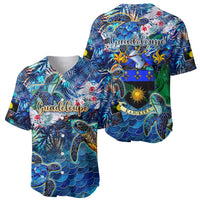 Guadeloupe Baseball Jersey Sea Turtle Tropical Pattern