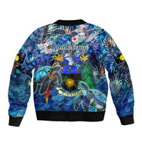 Guadeloupe Bomber Jacket Sea Turtle Tropical Pattern