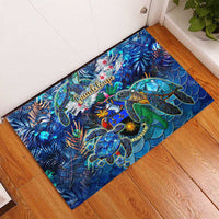 Guadeloupe Rubber Doormat Sea Turtle Tropical Pattern - Wonder Print Shop