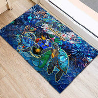 Guadeloupe Rubber Doormat Sea Turtle Tropical Pattern - Wonder Print Shop