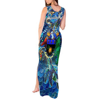 Guadeloupe Tank Maxi Dress Sea Turtle Tropical Pattern - Wonder Print Shop