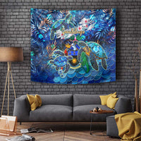 Guadeloupe Tapestry Sea Turtle Tropical Pattern - Wonder Print Shop