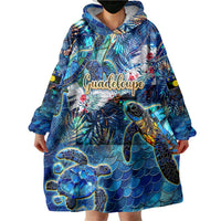 Guadeloupe Wearable Blanket Hoodie Sea Turtle Tropical Pattern - Wonder Print Shop