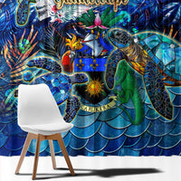 Guadeloupe Window Curtain Sea Turtle Tropical Pattern - Wonder Print Shop