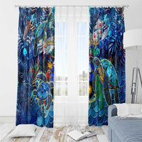 Guadeloupe Window Curtain Sea Turtle Tropical Pattern - Wonder Print Shop