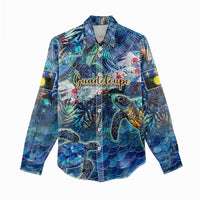 Guadeloupe Women Casual Shirt Sea Turtle Tropical Pattern - Wonder Print Shop