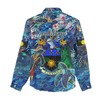 Guadeloupe Women Casual Shirt Sea Turtle Tropical Pattern - Wonder Print Shop