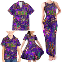 Mardi Gras Family Matching Tank Maxi Dress and Hawaiian Shirt Mask Glitter Art - Wonder Print Shop