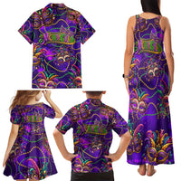 Mardi Gras Family Matching Tank Maxi Dress and Hawaiian Shirt Mask Glitter Art - Wonder Print Shop