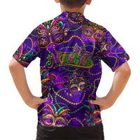 Mardi Gras Kid Hawaiian Shirt Mask Glitter Art - Wonder Print Shop