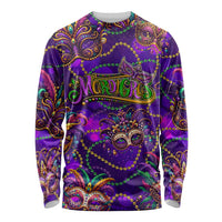Mardi Gras Long Sleeve Shirt Mask Glitter Art - Wonder Print Shop