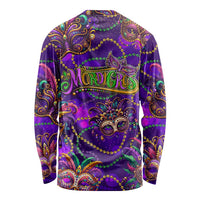 Mardi Gras Long Sleeve Shirt Mask Glitter Art - Wonder Print Shop