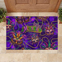 Mardi Gras Rubber Doormat Mask Glitter Art - Wonder Print Shop
