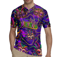 Mardi Gras Rugby Jersey Mask Glitter Art - Wonder Print Shop