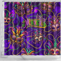 Mardi Gras Shower Curtain Mask Glitter Art - Wonder Print Shop
