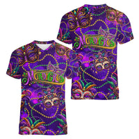 Mardi Gras Women V-Neck T-Shirt Mask Glitter Art - Wonder Print Shop