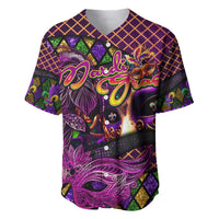 Happy Mardi Gras Baseball Jersey Mask Feather Colorfull