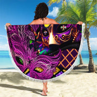 Happy Mardi Gras Beach Blanket Mask Feather Colorfull