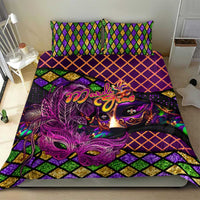 Happy Mardi Gras Bedding Set Mask Feather Colorfull