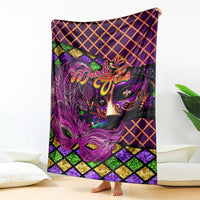 Happy Mardi Gras Blanket Mask Feather Colorfull