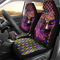 Happy Mardi Gras Car Seat Cover Mask Feather Colorfull