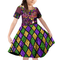 Happy Mardi Gras Family Matching Off Shoulder Short Dress and Hawaiian Shirt Mask Feather Colorfull - Wonder Print Shop