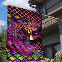 Happy Mardi Gras Garden Flag Mask Feather Colorfull - Wonder Print Shop