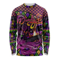 Happy Mardi Gras Long Sleeve Shirt Mask Feather Colorfull - Wonder Print Shop