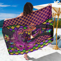 Happy Mardi Gras Sarong Mask Feather Colorfull - Wonder Print Shop
