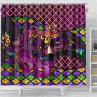 Happy Mardi Gras Shower Curtain Mask Feather Colorfull - Wonder Print Shop