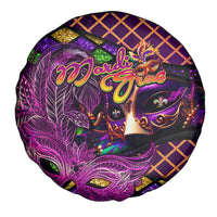 Happy Mardi Gras Spare Tire Cover Mask Feather Colorfull - Wonder Print Shop