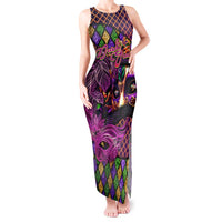 Happy Mardi Gras Tank Maxi Dress Mask Feather Colorfull - Wonder Print Shop