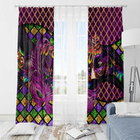 Happy Mardi Gras Window Curtain Mask Feather Colorfull - Wonder Print Shop
