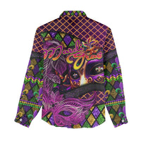 Happy Mardi Gras Women Casual Shirt Mask Feather Colorfull - Wonder Print Shop