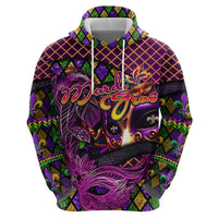 Happy Mardi Gras Zip Hoodie Mask Feather Colorfull - Wonder Print Shop