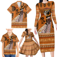 Personalized Beautiful Woman African Family Matching Long Sleeve Bodycon Dress and Hawaiian Shirt - Wonder Print Shop