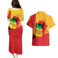 Black History Month Couples Matching Puletasi and Hawaiian Shirt African February - Wonder Print Shop