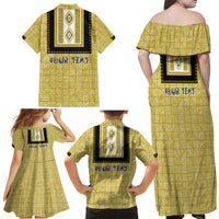 Personalized African Mudcloth Dashiki Family Matching Off Shoulder Maxi Dress and Hawaiian Shirt - Wonder Print Shop