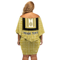 Personalized African Mudcloth Dashiki Off Shoulder Short Dress - Wonder Print Shop