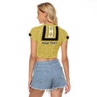 Personalized African Mudcloth Dashiki Raglan Cropped T Shirt - Wonder Print Shop
