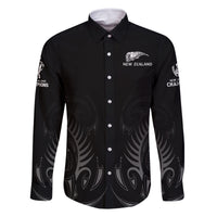 New Zealand Family Matching Off Shoulder Short Dress and Hawaiian Shirt Rugby 2023 Champions Black - Wonder Print Shop