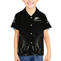 New Zealand Family Matching Off Shoulder Short Dress and Hawaiian Shirt Rugby 2023 Champions Black - Wonder Print Shop