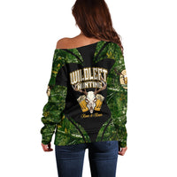 Wildlife Hunting Off Shoulder Sweater Beer And Deer - Wonder Print Shop