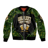 Wildlife Hunting Sleeve Zip Bomber Jacket Beer And Deer - Wonder Print Shop