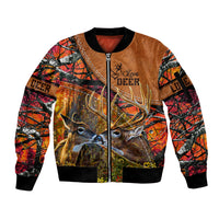 Love Deer Sleeve Zip Bomber Jacket Deer Hunting Realtree Fire - Wonder Print Shop