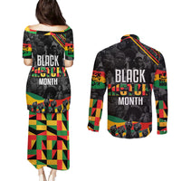 Personalized Black History Month Couples Matching Puletasi and Long Sleeve Button Shirt - Wonder Print Shop
