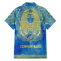 Personalized Mandala Egyptian Pharaoh Family Matching Puletasi and Hawaiian Shirt Eye of Horus Blue - Wonder Print Shop